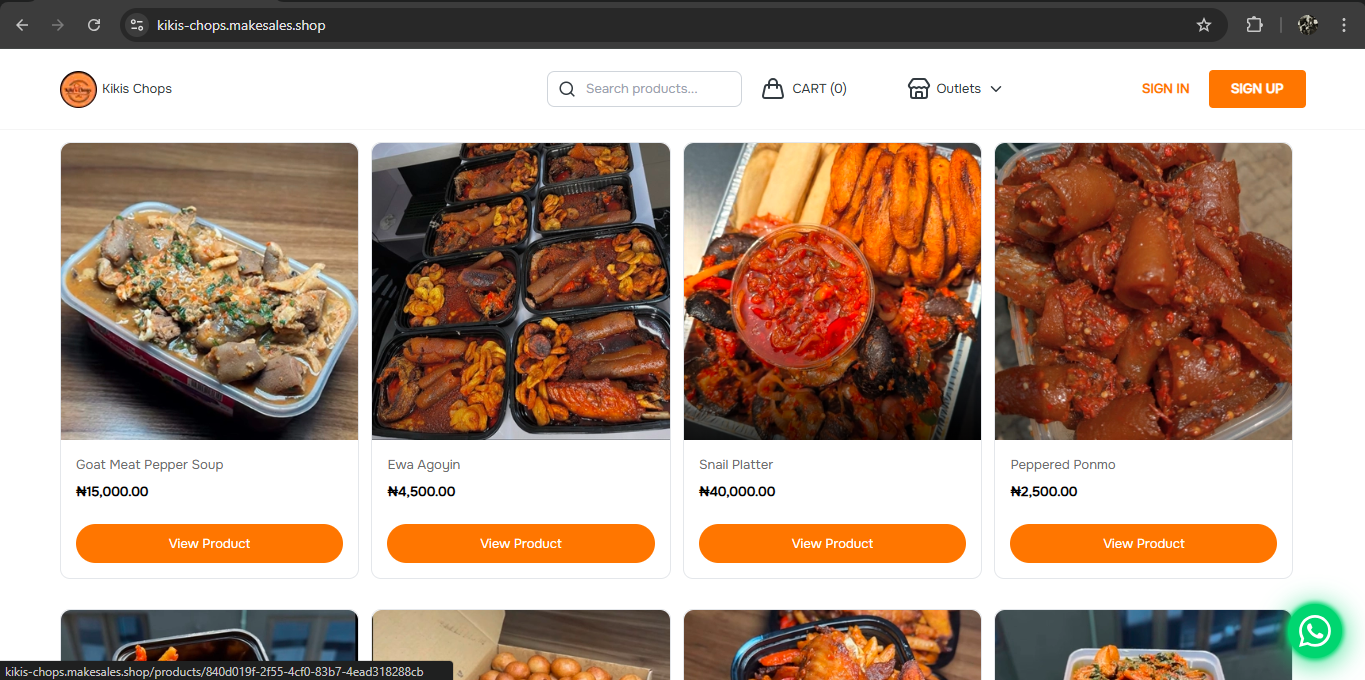 Makesales - Storefront (Available and customizable for all vendors)